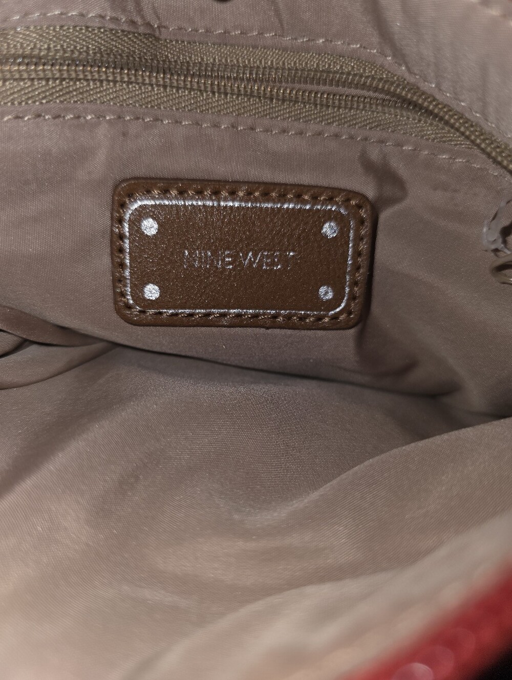 Nine West Red Coral Pebbled Faux Leather Crossbody Bag - Picture 5 of 10